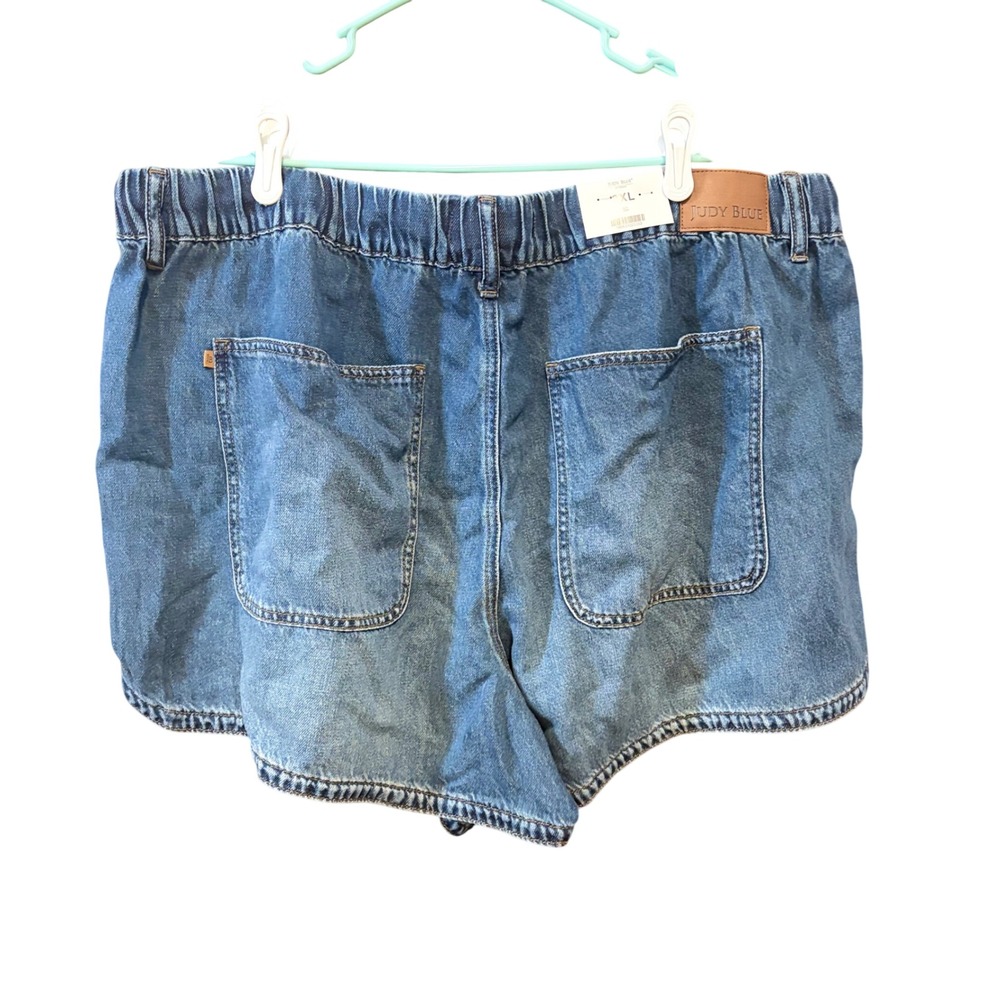Judy Blue High Waist Baggy Denim Featherweight Boxer Shorts Drawstring 2XL New - Picture 6 of 9